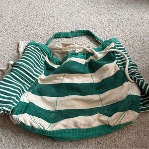 GAP Green and Cream Striped Tote Bag